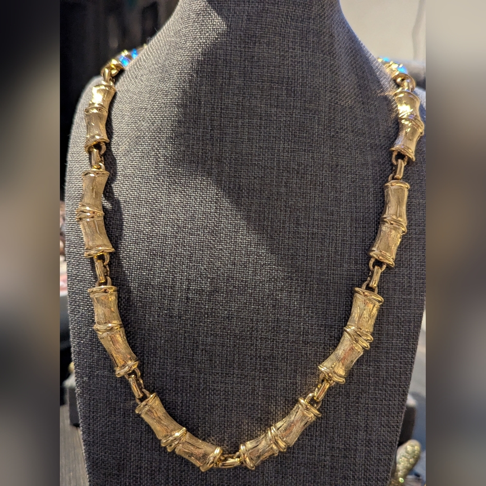 Monet Gold Bamboo-Inspired Necklace